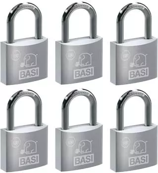 Basi VHS 630 Vorhangschloss-Set 6-tlg., 40mm, gleichschließend, Aluminium (6x6300-4001-4003)