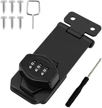 LuxusKollektion Zahlenschloss Hasp 3-stellig, schwarz, 3 Zoll, Zinklegierung