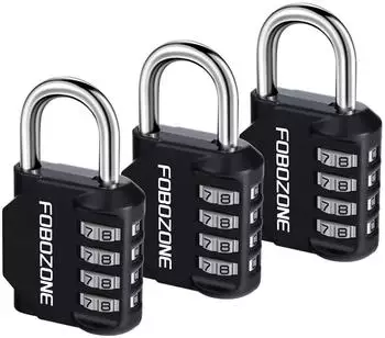 LuxusKollektion Zahlenschloss 4-stellig, Zinklegierung, schwarz, 3er-Pack (79x44mm)