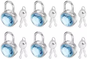 LuxusKollektion Mini Vorh&auml;ngeschloss hellblau Metall 6er-Pack
