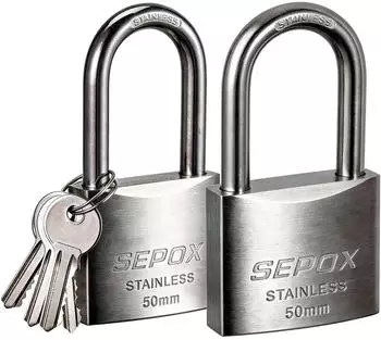 LuxusKollektion Vorhängeschloss Edelstahl 50mm, 2 Stück, silber