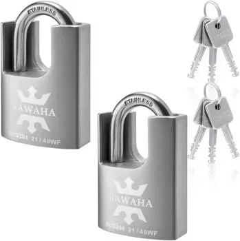 LuxusKollektion Vorhängeschloss gleichschließend, Edelstahl 40mm, 2er-Pack (KAWAHA)