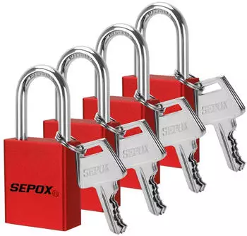 LuxusKollektion Vorhängeschloss Aluminium gleichschließend rot, 4er Set