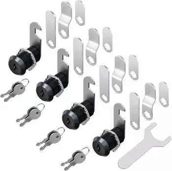 LuxusKollektion Nockenschloss Zinkdruckguss, schwarz, 25mm Zylinderlänge, 4 Schlossplatten