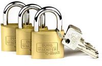 Burg-W&auml;chter Messing-Hangschloss-Set 222/40/SB/trio Gl Burg - 222/40SB/TRIO