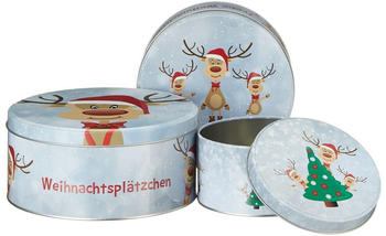 Spetebo Plätzchendose 3er Set - RENTIER OLE - Weihnachts Gebäckdose Keksdose aus Metall stapelbar Spetebo Plätzchendose 3er Set - RENTIER OLE - Weihnachts Gebäckdose Keksdose aus Metall stapelbar