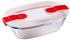 Pyrex Rectangular glass dish with steam valve lid Cook & Heat