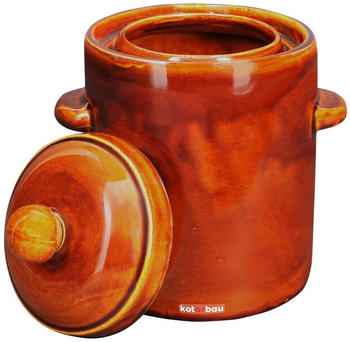 Kotarbau Gärtopf 2,5 L Braun Steinzeugtopf mit Hermetikdeckel Sauerkrauttopf Gurkentopf Einmachtopf Keramikfass mit Wasserrinne Steingut Steinzeuggefäß