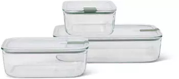 Rosti Mepal Frischhaltedosen-Set EASYCLIP aus Glas, 3-tlg. in nordic sage (2x 1000 ml, 1x 2250 ml)