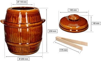 Kotarbau Tontopf Hermetisch Verschließbar 5 L zum Gären mit Deckel + Holzzange Gratis