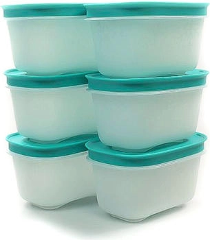 Tupperware Gefrier Beh&auml;lter 6x170ml wei&szlig;/minze Eiskristall + Sp&uuml;ltuch