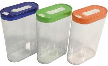 Magni Schulz 140140 Sch&uuml;ttdose 1 ltr. stapelbar transparent Deckel farbig