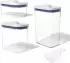 OXO Good Grips 3-teiliges rechteckiges POP-Behälter-Set mit Löffel, Set 1.6L + 2.6L + Schaufel, weiß