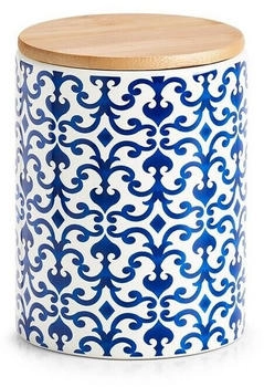 Zeller 19819 Vorratsdose "Marokko", 900 ml, Keramik, blau/weiß, ca. Ø 11 x 15,3 cm