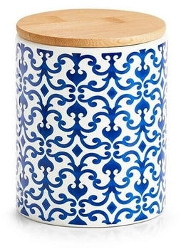 Zeller 19818 Vorratsdose "Marokko", 600 ml, Keramik, blau/weiß, ca. Ø 9,5 x 12,2 cm
