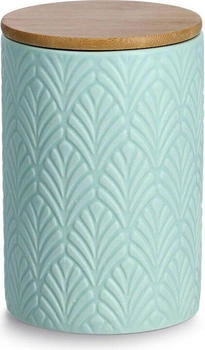 Zeller 19355 Vorratsdose m. Bambusdeckel, 720 ml, Keramik, mint, ca. Ø 10 x 15 cm,