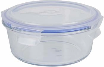 Axxentia Frischhaltedose Aus Glas, Klar/Blau, &Oslash; 17 Cm, H&ouml;he Ca. 6,5 Cm