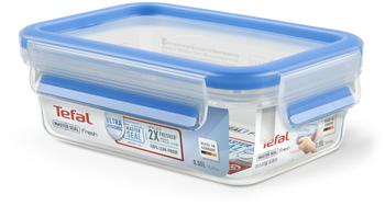 Tefal Master Frischhaltedose für Lebensmittel, rechteckig, transparent/blau, Plastik, transparent/blau, 0.55 Litre