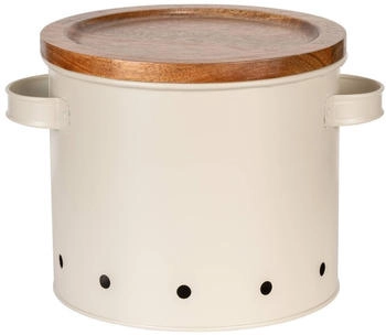 Wenko Aufbewahrungsdose Mod. Aria 3,8 Liter, Metalldose mit Akazienholz-Deckel, luftdurchlässig, Ø 18 x 16,5 cm, Beige