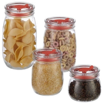 Relaxdays Vorratsgläser 4er Set, Deckel mit Strohhalmöffnung und Dichtung, transparent (10036734)
