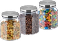 Relaxdays Vorratsgl&auml;ser Mit Deckel, 3er Set, 1100 Ml, Runde Vorratsdosen, Luftdichte