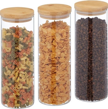 Relaxdays Vorratsgläser mit deckel Vorratsdosen Müsli-Gläser 1600 ml (10039482)