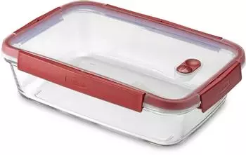 Curver 4x Stikla partikas trauks taisnsturis 2L Smart Cook 0804059472 Vorratsbehälter Rot