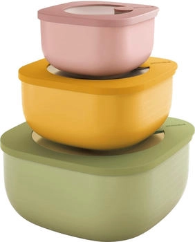 Guzzini Eco Store&More Set 3 flache Behälter Vorratsbehälter Mehrfarbig