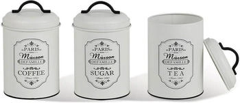 Maestro Behälterset MR-1771-3CS Paris Maison Vorratsbehälter Weiss Schwarz