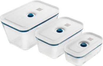 ZWILLING Vakuumbehälter Fesh & Safe Borosilikatglas (Set, 3-tlg.) Aufbewahrungsbox platzsparend ineinander stapelbar