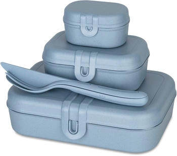 Koziol Pascal Ready Lunchbox inkl. Besteck, 4-teilig, blau Koziol Pascal Ready Lunchbox inkl. Besteck, 4-teilig, blau