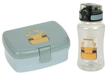 Lässig Brotdose & Trinkflasche Set - Lunch Set mit Lunchbox und Trinkflasche (460 ml)/Tiny Drivers Excavator