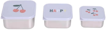 L&auml;ssig 3-tlg. Edelstahl-Snackboxen-Set - Happy Fruits - Cherry