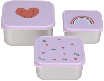 L&auml;ssig Snackbox Kinder 3er Set Edelstahl Brotdose/Snackbox Stainless Steel Happy Rascals Heart