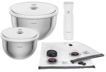 ZWILLING Fresh & Save Bowl Vakuum-Starter-Set silber-weiß Edelstahl / M/L, 9-tlg.