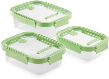 Lékué rechteckige Brotdose 3 Teile Grün