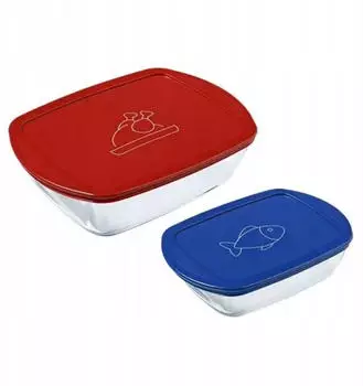 Pyrex 913S567/7645 Dosen-Set 2 rechteckigen Dosen