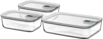 Mepal EasyClip Set Glas-Frischhaltedose 3-teilig (2x 1000 ml + 2250 ml) - Nordic sage