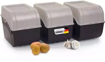 Novaliv Kartoffelbox Gem&uuml;sebox stapelbar 9L, 3er-Set (PERLMUT Weiss)