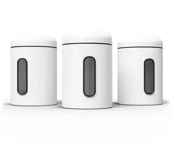 Stardis Vorratsdosen 3er Set 1,9L Metall mit Sichtfenster, wei&szlig; (242202)