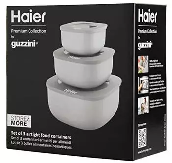 Haier HAGSM4080 Luftdichte Lebensmittelbeh&auml;lter 3er-Set, sp&uuml;lmaschinenfest (HAGSM4080)