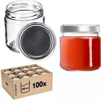 Kadax Lerma Einmachgläser 200ml Twist-Off Deckel Ø66mm, 100er-Set (K5383)
