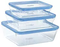 Pyrex Zero Plastic Vorratsdosen, rechteckig, Borosilikatglas, Deckel aus Glas,