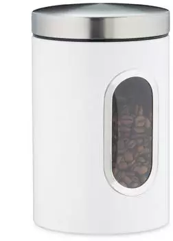 Relaxdays Vorratsdose mit Sichtfenster 1,4L Metall Wei&szlig;, 10er-Set (10036448_0)