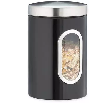 Relaxdays 6er Set Vorratsdosen mit Sichtfenster, Metall, 1,4L, schwarz (10036437_0)