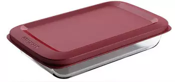 Westmark Glas-Aufschnittschale Borosilikat-Glas 1000ml luftdicht Transparent/Rot (235422E1)
