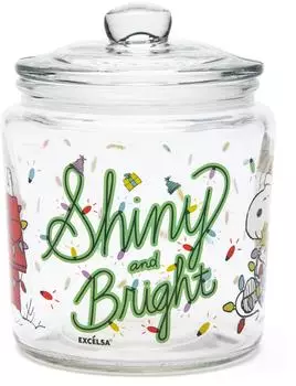 Excelsa Peanuts Shiny & Bright Vorratsglas mit Deckel, Snoopy, transparent, 1L (69096)