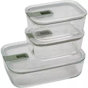 Mepal EasyClip Set Glas-Frischhaltedose 3-teilig (2x 700 ml + 1500 ml) - Nordic sage