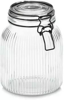 Zeller Vorratsdose 1400 ml Glas Schwarz L (Large)