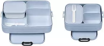 Mepal Bento-Lunchbox Set Midi + Large mit F&auml;chern, Old Nordic Blue